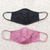 Beaded cotton face masks, 'Feminine Glam' (pair) - 2 Hand Beaded Cotton Contoured Face Masks in Black and Pink (image 2d) thumbail