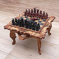 Wood chess set, 'Kingdom Wars' - Sea Life Wood Chess Set