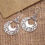 Sterling silver dangle earrings, 'Vintage Crescents' - Vintage Style Sterling Silver Dangle Earrings