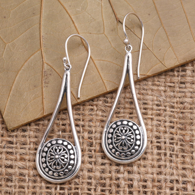 Sterling silver dangle earrings, 'Bali Jawan' - Balinese Style Sterling Silver Dangle Earrings