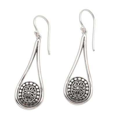 Sterling silver dangle earrings, 'Bali Jawan' - Balinese Style Sterling Silver Dangle Earrings