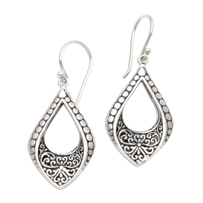 Sterling silver dangle earrings, 'Sukawati Pride' - Balinese Sterling Silver Dangle Earrings