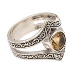 Citrine cocktail ring, 'Crown of Sunshine' - One Carat Citrine and Silver Cocktail Ring