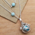 Amazonite harmony ball long necklace, 'Blue Lace Angel Chime' - Silver Amazonite and Blue Enamel Harmony Ball Necklace thumbail