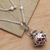 Cultured pearl harmony ball long necklace, 'Love's Purity' - Silver and Cultured Pearl Harmony Ball Necklace with Garnet (image 2) thumbail