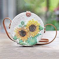 Bamboo shoulder bag, Tropical Sunflowers