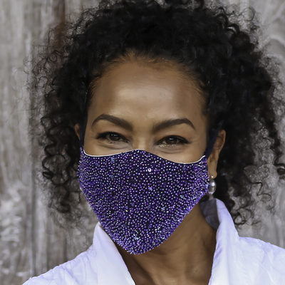 Beaded cotton face masks, Glamour and Sparkle (pair)