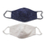 Beaded cotton face masks, 'Glamour and Sparkle' (pair) - 2 Hand Beaded Cotton Contoured Face Masks in White and Blue thumbail