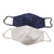 Beaded cotton face masks, 'Glamour and Sparkle' (pair) - 2 Hand Beaded Cotton Contoured Face Masks in White and Blue (image 2e) thumbail