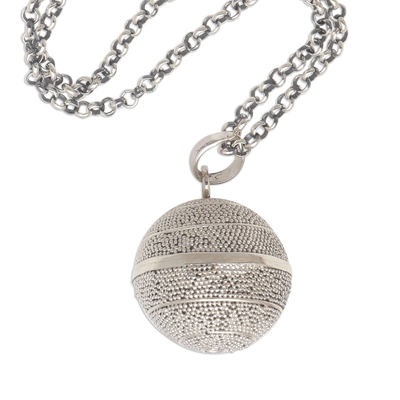 Sterling silver harmony ball necklace, 'Sweet Protection' - Balinese Silver Jawan Harmony Ball Necklace