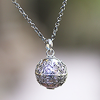 Sterling silver harmony ball necklace, 'Sweet Breeze' - Silver Balinese Harmony Ball Necklace