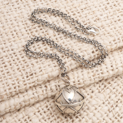 Sterling silver harmony ball necklace, 'Modern Amulet' - Contemporary Harmony Ball Sterling Silver Necklace