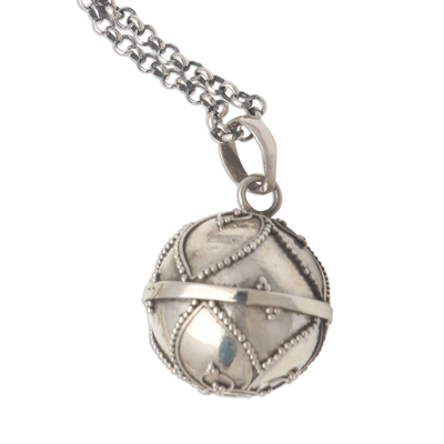 Sterling silver harmony ball necklace, 'Modern Amulet' - Contemporary Harmony Ball Sterling Silver Necklace