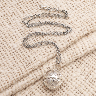Sterling silver harmony ball necklace, 'Patient Love' - Balinese Silver Amulet Harmony Ball Necklace