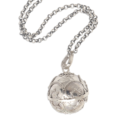 Collar bola armonía en plata de primera ley - Collar de bolas de armonía con amuleto de plata balinés