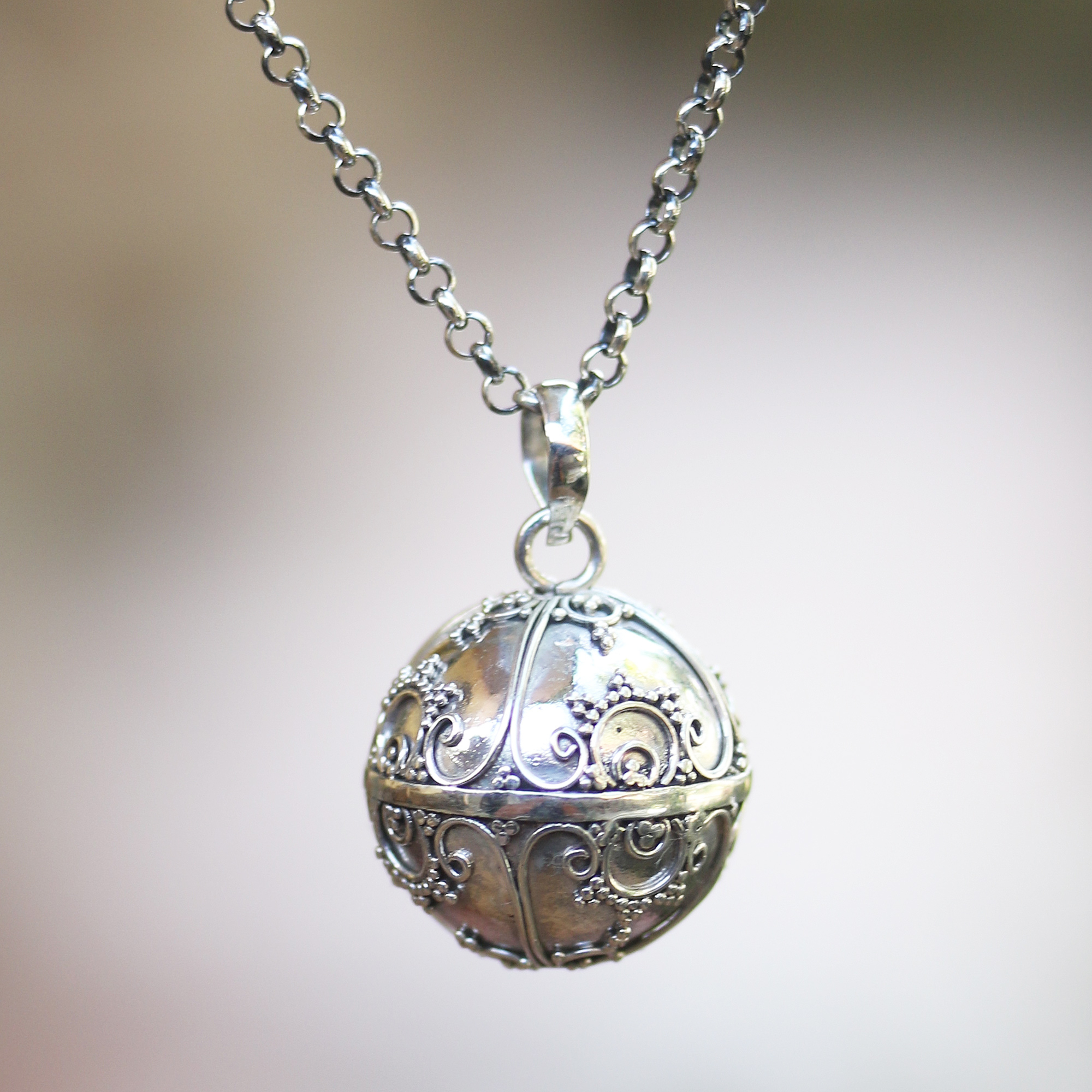 Details about   Sterling Silver Square Pillow Harmony Ball Pendant HB-126 