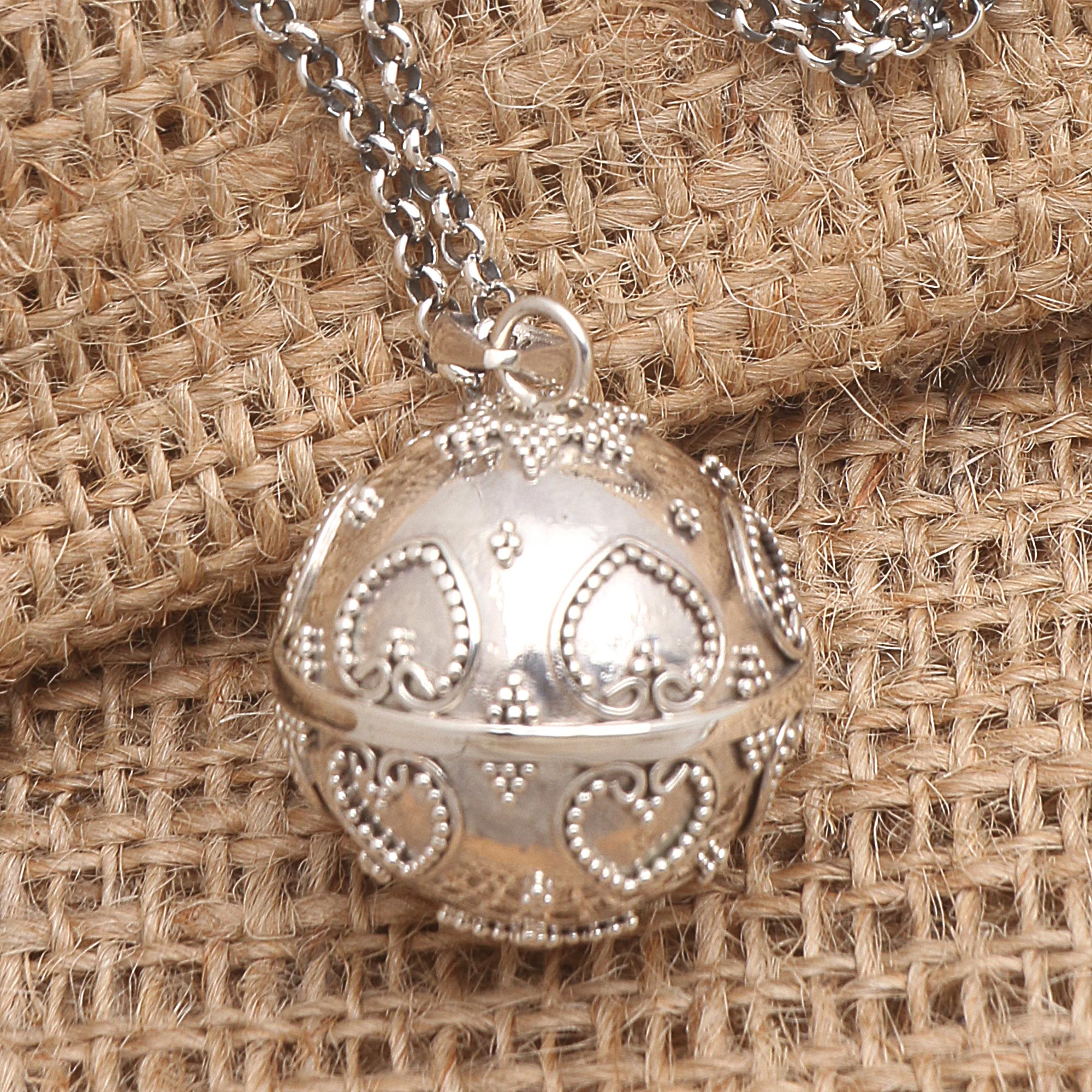 Flower Golden Ball Locket Necklace (Solid Silver) | Abbott Atelier | Artisan Jewelry Without Jewelry Box