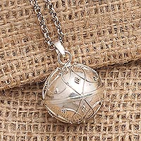 Collar bola armonía en plata de primera ley - Collar de bola armonía de plata esterlina balinesa cadena de 20 pulgadas