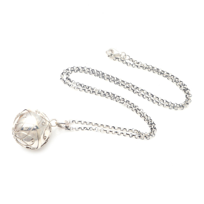 Collar bola armonía en plata de primera ley - Collar de bola armonía de plata esterlina balinesa cadena de 20 pulgadas