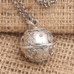 Sterling silver harmony ball necklace, 'Forever Yours' - Balinese Handcrafted Harmony Ball Heart Necklace in Silver