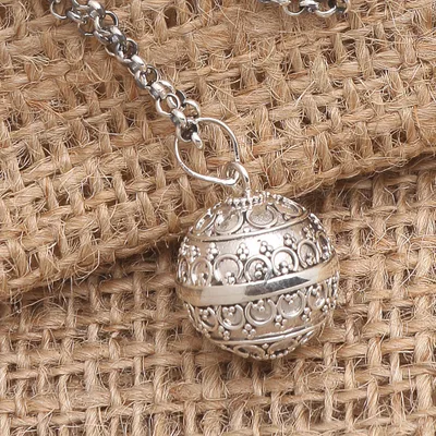 Sterling silver harmony ball necklace, 'Angel Amulet' - Balinese Sterling Silver Harmony Ball Necklace