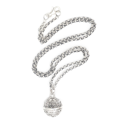 Sterling silver harmony ball necklace, 'Angel Amulet' - Balinese Sterling Silver Harmony Ball Necklace
