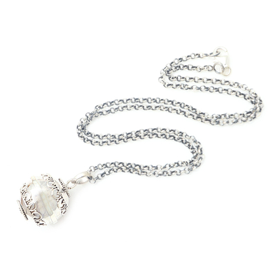 Sterling silver harmony ball necklace, 'Circles of Light' - Sterling Silver Balinese Harmony Ball Necklace (18 Inch)