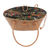 Bolso de mano con asa de ratán y detalle de cuero - Bolso de mimbre tejido a mano con detalles en cuero marrón