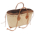 Leather accent rattan handle handbag, 'Summery Style' - Brown Leather Accents Handwoven Rattan Handbag