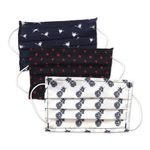 Cotton face masks 'Ocean Vibe' (set of 3) - 3 Single Layer Cotton Nautical Print Elastic Loop Face Masks