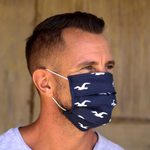 Cotton face masks 'Ocean Vibe' (set of 3) - 3 Single Layer Cotton Nautical Print Elastic Loop Face Masks