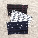 Cotton face masks 'Ocean Vibe' (set of 3) - 3 Single Layer Cotton Nautical Print Elastic Loop Face Masks