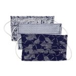 Cotton face masks, 'Island Breeze' (set of 3) - 3 Single Layer Navy Cotton Print Elastic Loop Face Masks