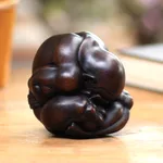 Wood sculpture, 'Orang Malu' - Wood Sculpture of Javanese Yogi Man