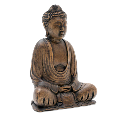 Escultura de madera - Buda de Madera Balinesa en Meditación Escultura