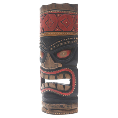 Wood mask, 'Papua Pride III' - Unique Hand Carved Papua Style Wall Mask