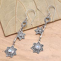 Featured review for Rainbow moonstone dangle earrings, Starflowers