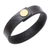 Leather wristband bracelet, 'Moving Mountains' - Balinese Embossed Motif Black Leather Bracelet