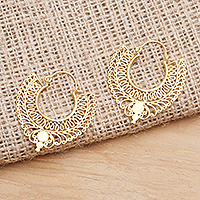 Gold plated hoop earrings, 'Serpentine Tracks' - Serpentine Motif 18k Gold Plated Hoop Earrings