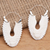 Bone and sterling silver hoop earrings, 'Owl Aloft' - Hand Carved Bone Owl Earrings from Bali