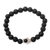 Onyx and lava stone beaded stretch bracelet, 'Hamsa Hand in Black' - Hamsa Hand Lava Stone Stretch Bracelet with Onyx