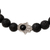 Onyx and lava stone beaded stretch bracelet, 'Hamsa Hand' - Hamsa Hand Lava Stone Stretch Bracelet with Onyx