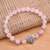 Sterling silver and rose quartz pendant bracelet, 'Baroque Heart in Pink' - Rose Quartz Stretch Bracelet with Silver Heart Pendant (image 2b) thumbail