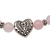 Sterling silver and rose quartz pendant bracelet, 'Baroque Heart in Pink' - Rose Quartz Stretch Bracelet with Silver Heart Pendant (image 2d) thumbail