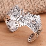 Sterling silver cuff bracelet, 'Butterfly Brilliance' - Sterling Silver Butterfly Motif Cuff Bracelet