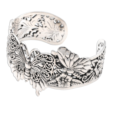 Sterling silver cuff bracelet, 'Butterfly Brilliance' - Sterling Silver Butterfly Motif Cuff Bracelet