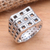 Men's sterling silver ring, 'Ancient Windows' - Textured Square Motif Men's Sterling Silver Ring (image 2b) thumbail