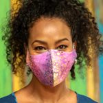 Rayon batik face masks, 'Waves and Bubbles' (pair) - 2 Contoured Double Layer Rayon Batik Elastic Loop Face Masks