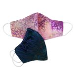 Rayon batik face masks, 'Waves and Bubbles' (pair) - 2 Contoured Double Layer Rayon Batik Elastic Loop Face Masks