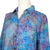 Button front rayon blouse, 'Pastel Seascape' - Roll-Tab Sleeve Button Front Batik Rayon Blouse (image 2f) thumbail